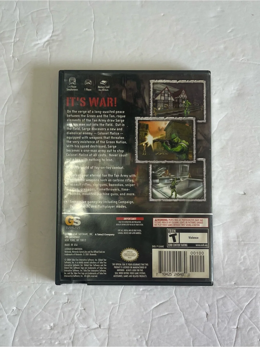2004 Nintendo GameCube Army Men Sarges War Game Complete w Game Book Y2K *WORKS*